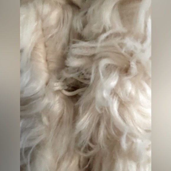 Live A Little Cream Faux Fur Long Vest Large - Picture 6 of 7